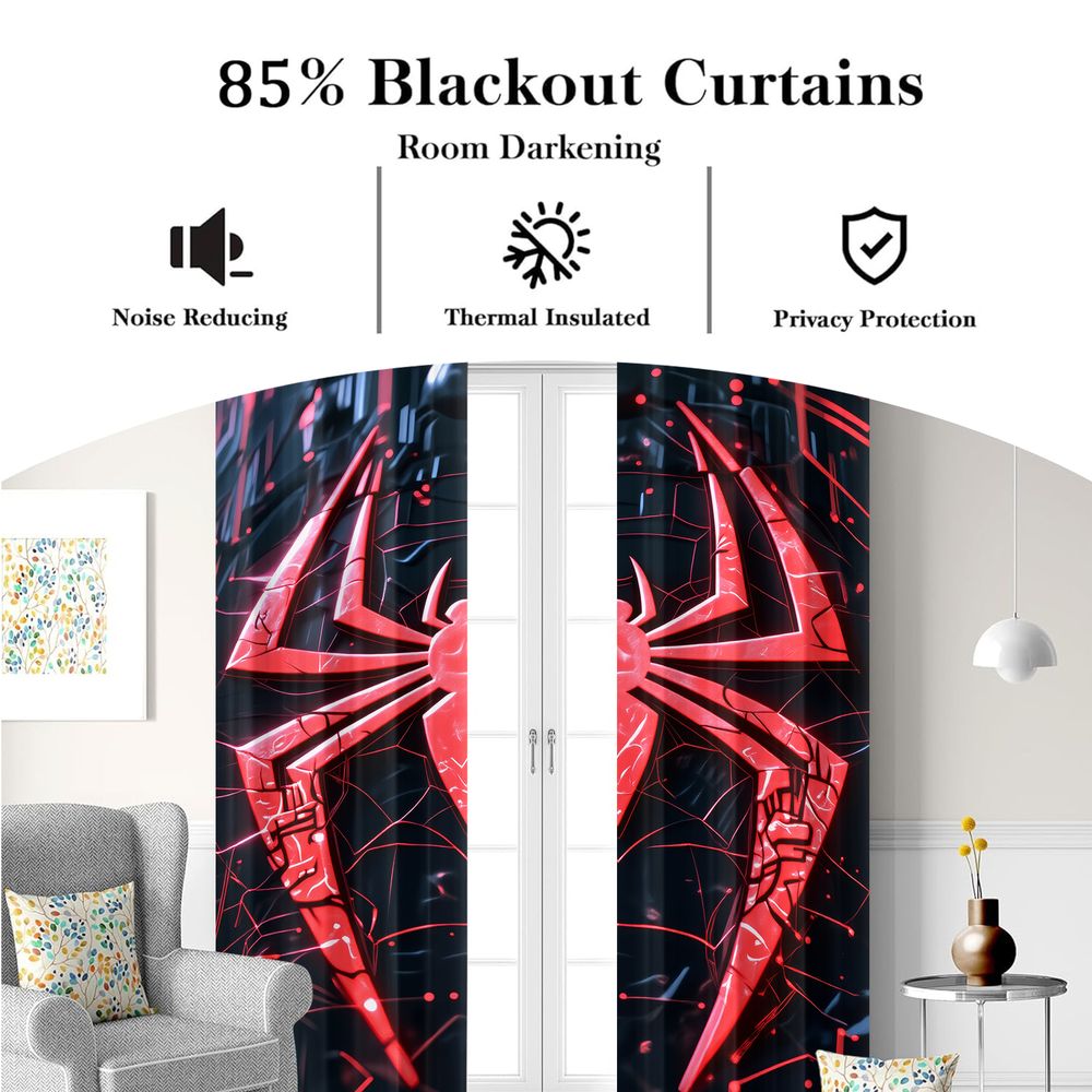 Spider Print Curtains Futurist - High Tech Office Room review and price