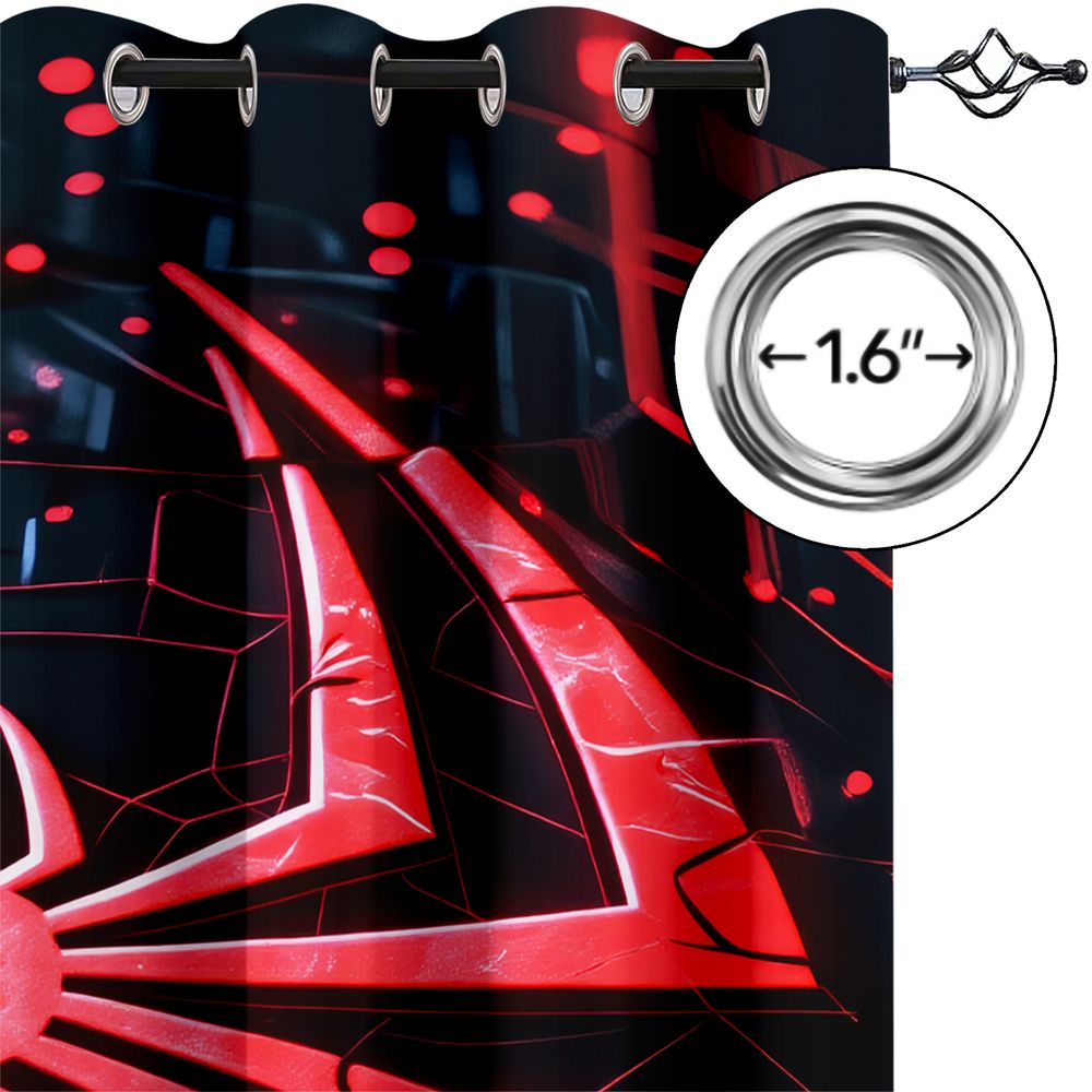 Spider Print Curtains Futurist - High Tech Office Room review and price