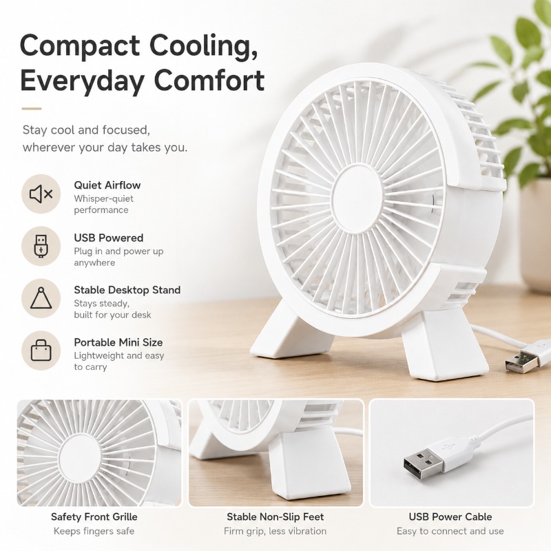 Mini USB Rechargeable Table Fa - Home Office Tech Gadgets review and price